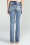Miss Me Acid Sequined Cross Bootcut Denim In Medium Wash