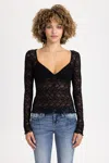 Miss Me Aiko Sheer Lace Top - L / Black In Black