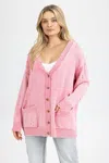 Miss Me Alora Cardigan - M/l / Rose Pink In Pink