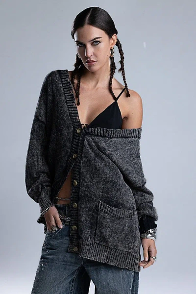Miss Me Alora Cardigan In Charcoal Black, Women's At Urban Outfitters