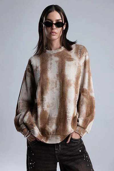 Miss Me Amelia Tie Dye Sweater In Beige, Women's At Urban Outfitters In Gold