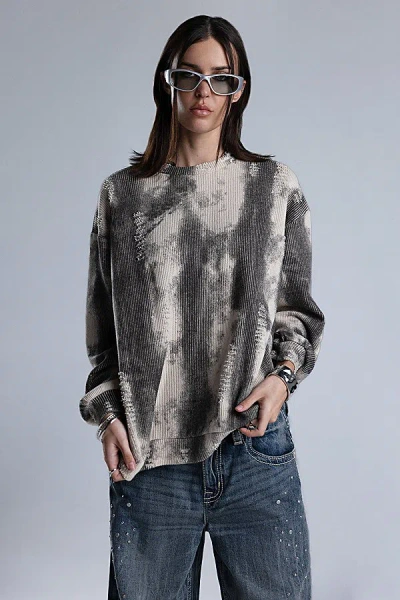 Miss Me Amelia Tie Dye Sweater In Grey, Women's At Urban Outfitters In Black