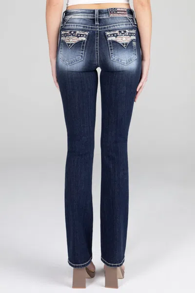 Miss Me Americana Flag Dark Fade Denim In Med/dark Wash