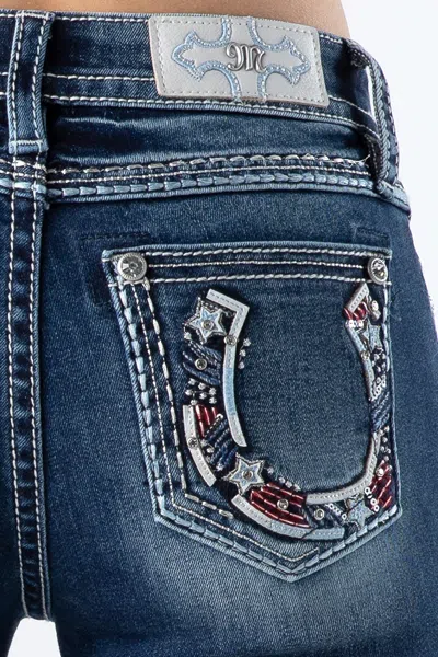 Miss Me Americana Horseshoe Denim In Med/dark Wash