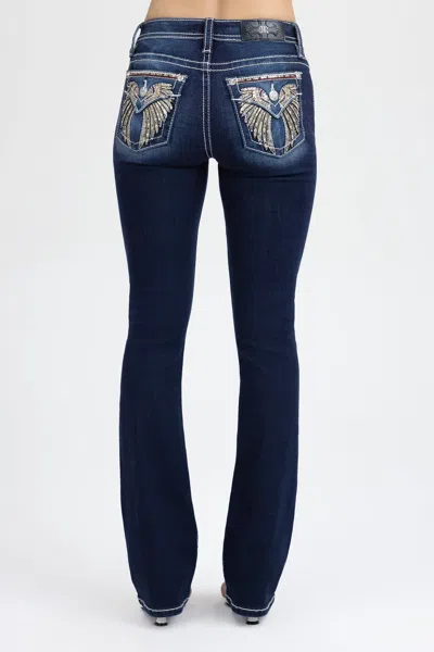 Miss Me Arella Wings Bootcut Jeans - 34 / 30" / Dark Wash In Blue