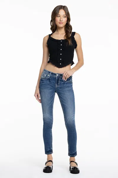 Miss Me Ariella Wing Skinny Jeans In Med/dark Wash