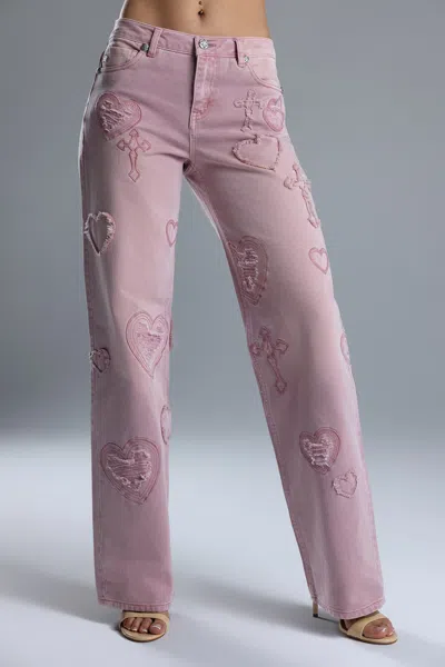 Miss Me Aryanna Heart Cross Slim Wide - 34 / 30" / Pink