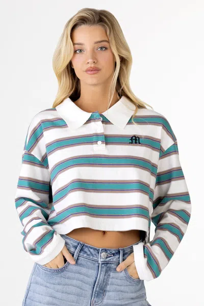Miss Me Ashyr Rugby Top In Turquoise Green