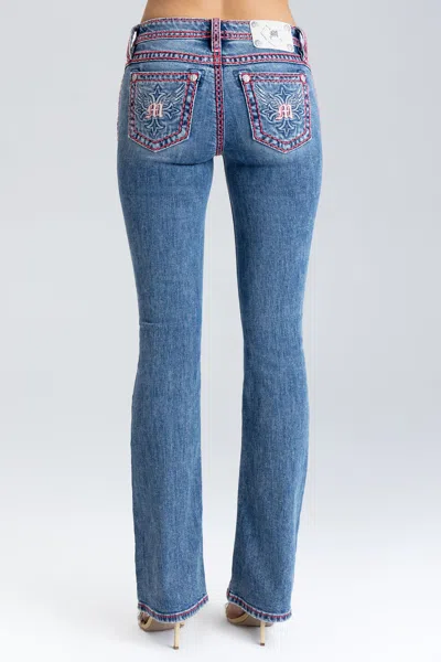 Miss Me Axle Stitched Bootcut Jeans - 34 / 30" / Medium Wash In Blue
