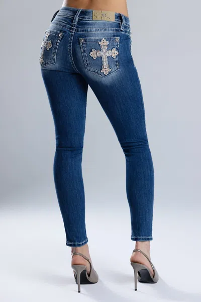 Miss Me Azrael Cross Skinny Jeans - 30 / 29" / Medium Wash In Blue