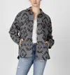 Miss Me Aztec Button Up Shacket In Grey/multi In Gray
