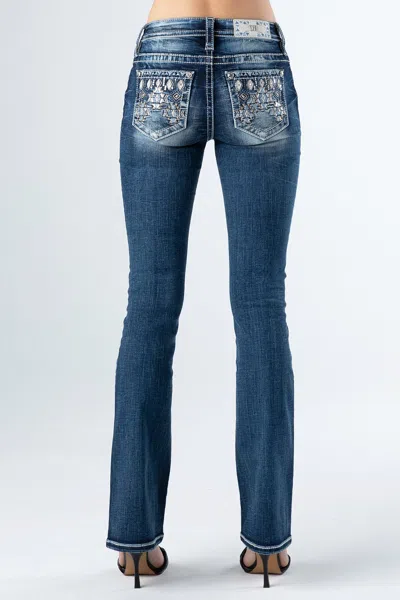 Miss Me Aztec Geometric Bootcut In Med/dark Wash