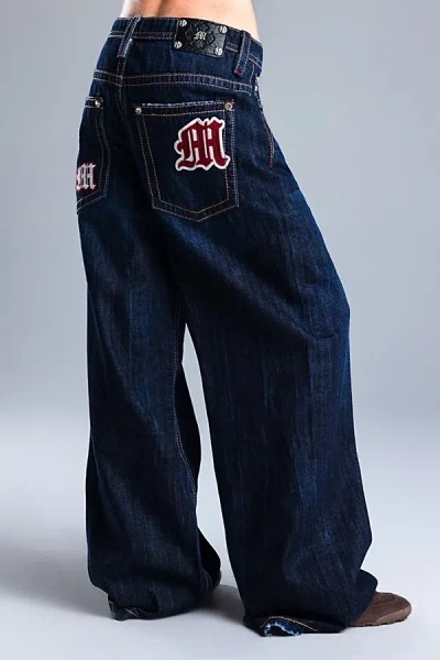 Miss Me Bellanie Baggy Wide Leg Jeans In Dark Wash, Women's At Urban Outfitters In Blue