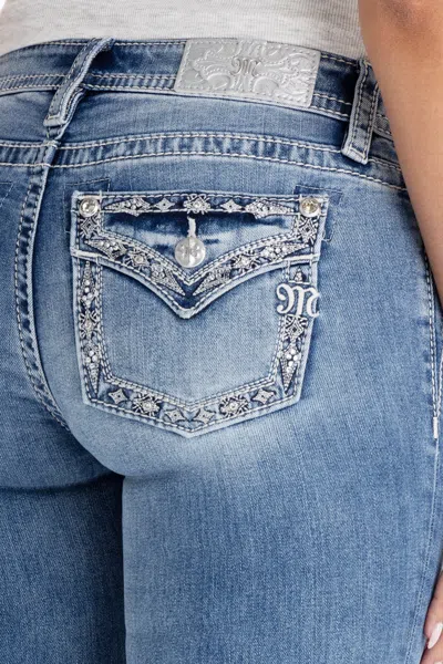 Miss Me Bliss Border Bootcut Jeans - 23 / 30" / Medium Wash