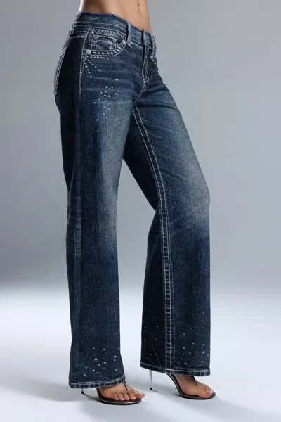 Miss Me Breya Graphic Slim Wide - 32 / 30" / Dark Denim In Blue
