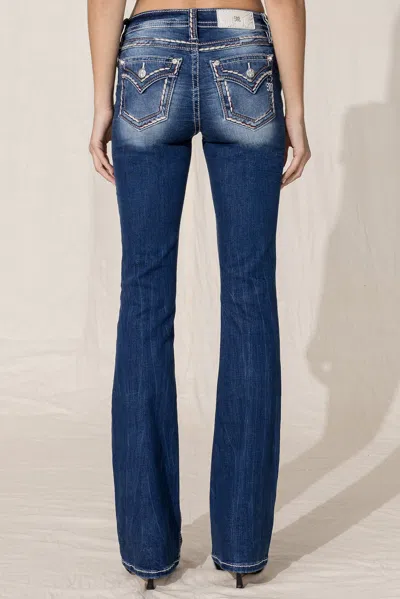 Miss Me Broken Saddle Stitch Bootcut Jeans In Med/dark Wash