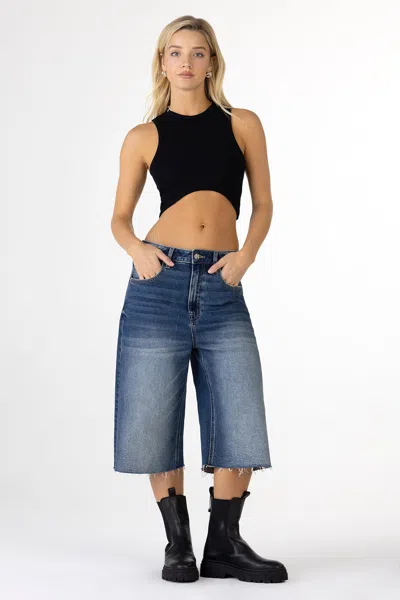 Miss Me Brynn Baggy Jorts In Med/dark Wash