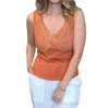 Miss Me Butterfly Ribbed Tank In Rust In Multi