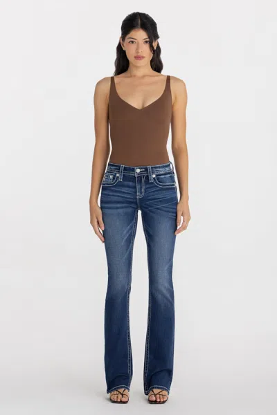 Miss Me Calista Longhorn Bootcut Jeans - 34 / 32" / Med/dark Wash In Blue