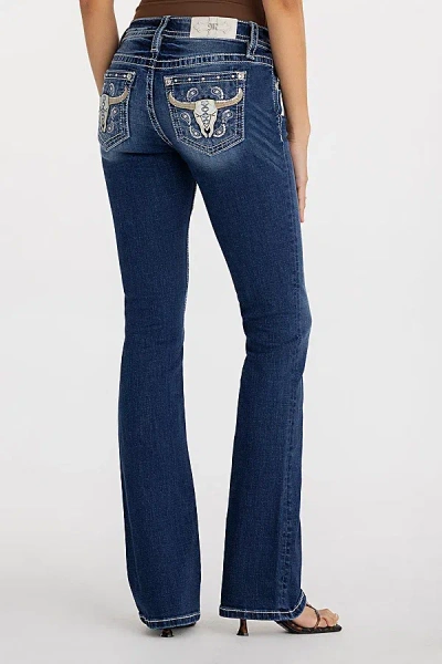 Miss Me Calista Longhorn Bootcut Jeans In Med/dark Wash, Women's At Urban Outfitters In Blue