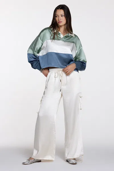 Miss Me Camila Wide Cargo Pants In Cream White