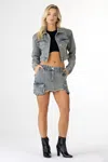 Miss Me Carsyn Denim Cargo Skirt In Denim Blue