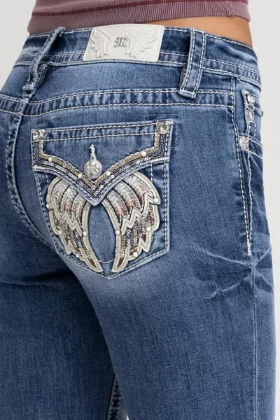 Miss Me Charmeine Wings Bootcut Jeans - 29 / 30" / Medium Wash In Blue