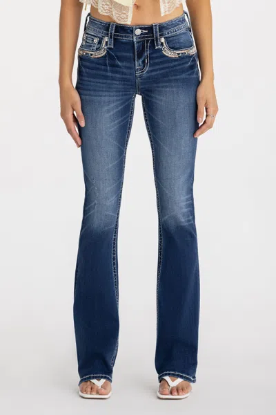 Miss Me Cheyenne Border Bootcut Jeans - 30 / 30" / Med/dark Wash In Blue