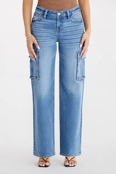 Miss Me Cierra Cargo Wide Leg - 34 / 30" / Medium Wash In Blue
