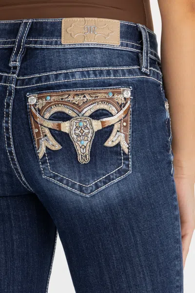 Miss Me Clover Longhorn Bootcut Jeans - 34 / 32" / Dark Wash In Blue