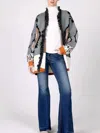Miss Me Color Block Open Front Aztec Cardigan In Jade Green In Multi