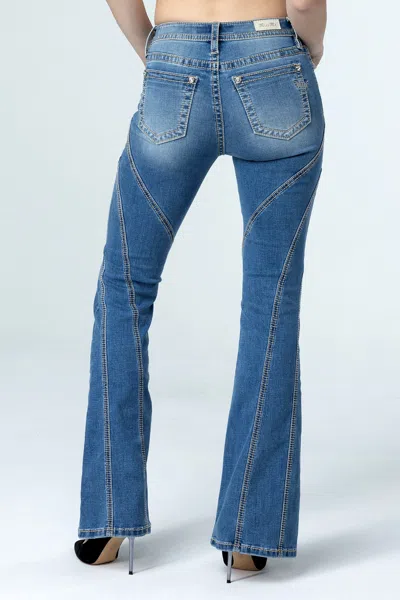 Miss Me Contour Stitch Slim Flare Jeans In Light Wash