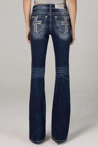 Miss Me Cross Gift Bootcut Jeans In Med/dark Wash