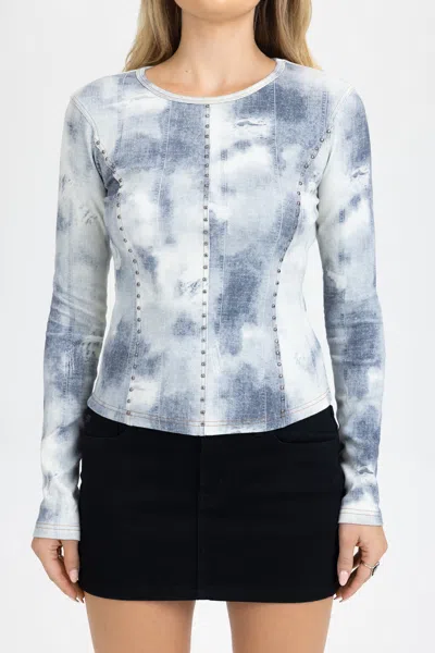 Miss Me Crumpled Dyed Pullover - L / Denim Blue