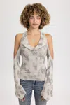 Miss Me Dextra Sleeved Halter Top - M / Dove Beige In Gray