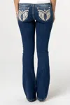 Miss Me Diamond Angel Bootcut Jeans In Med/dark Wash
