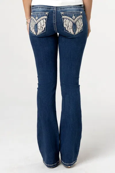 Miss Me Diamond Angel Bootcut Jeans In Med/dark Wash