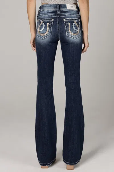 Miss Me Double Horseshoe Bootcut Jeans In Dark Wash
