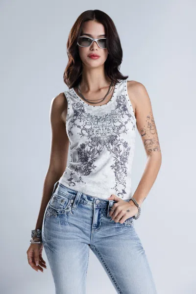 Miss Me Elowen Lace Back Tank - M / White