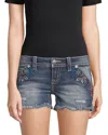 Miss Me Embroidered Denim Short In Blue