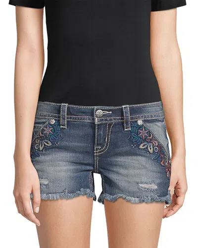 MISS ME MISS ME EMBROIDERED DENIM SHORT