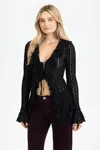 Miss Me Emory Lace Ruffle Top - M / Black In Black
