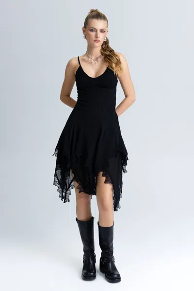 Miss Me Ester Lace Midi Dress - L / Black