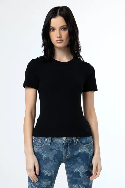 Miss Me Everyday Longline Tee In Black