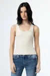 Miss Me Everyday Seam Scoop Tank In Beige