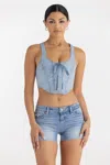 Miss Me Evy Rhinestone Corset - M / Light Wash