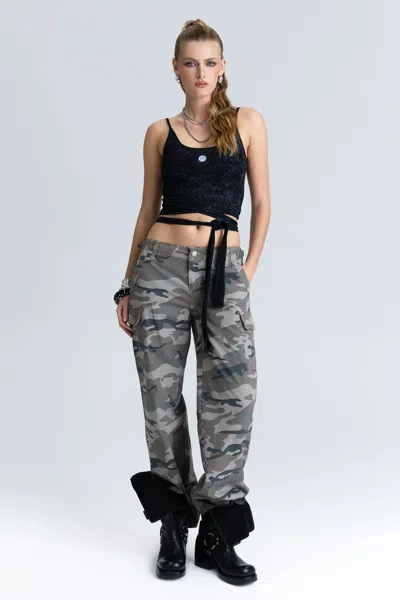 Miss Me Fastlane Wide Leg Cargo - 33 / 30" / Camo Green