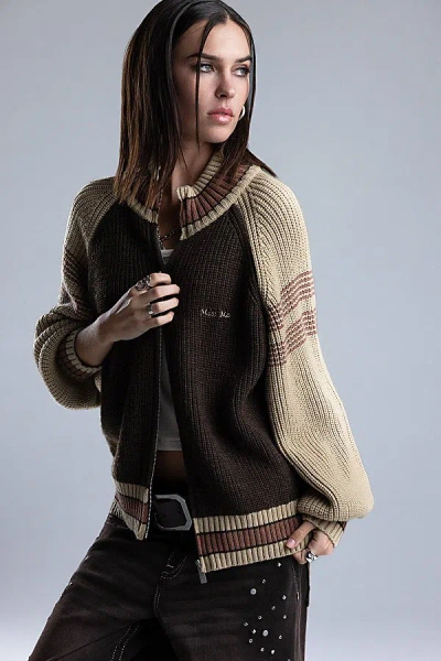 Miss Me Faye Varsity Pullover - S / Dark Brown