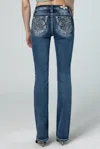 Miss Me Fleur Glass Straight Jeans In Med/dark Wash