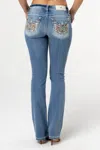 Miss Me Flora Angel Bootcut Jeans In Med/dark Wash